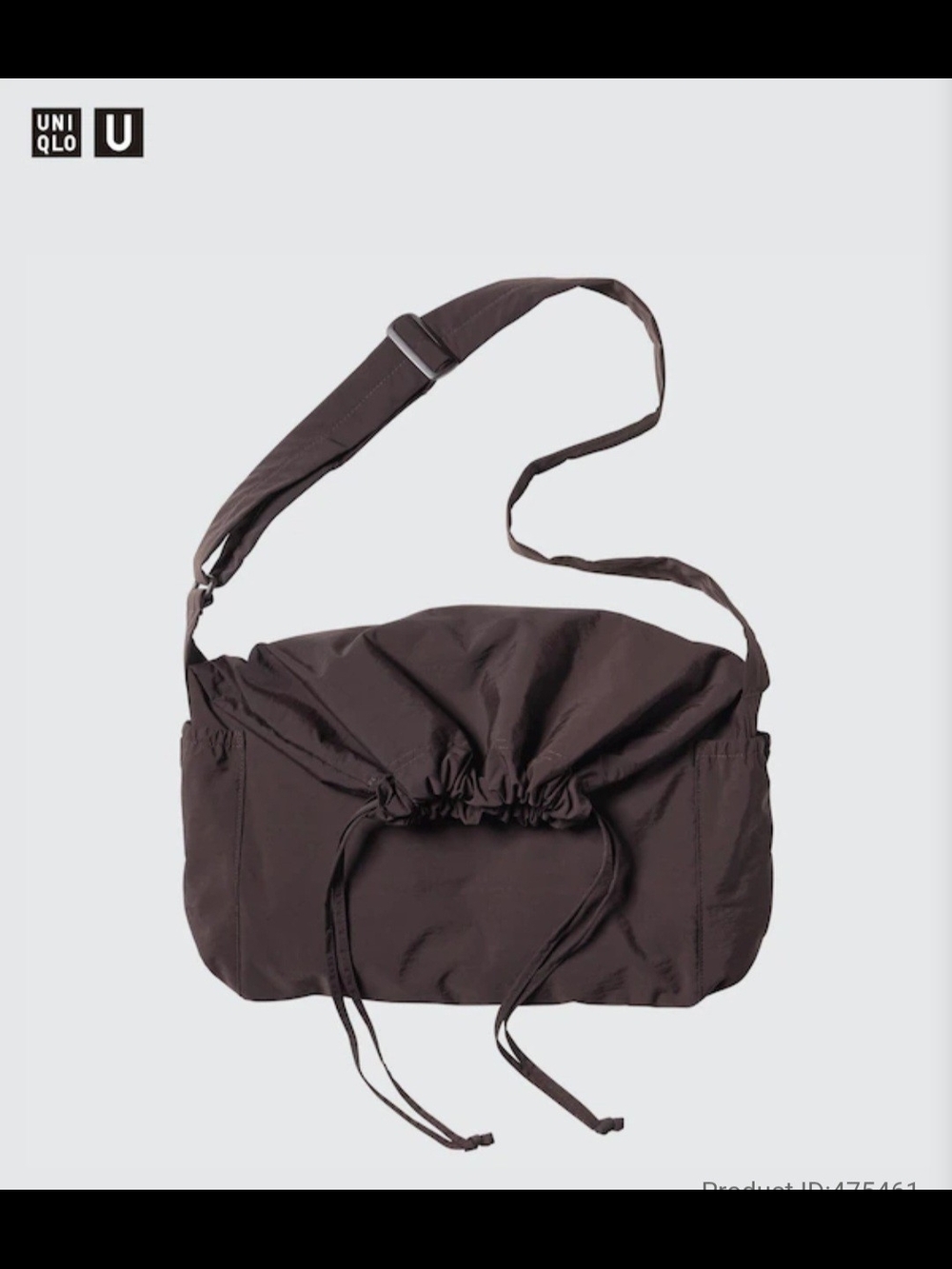 Uniqlo U Lemaire Brown Nylon Drawstring Large Shoulder Crossbody Bag Lightweight